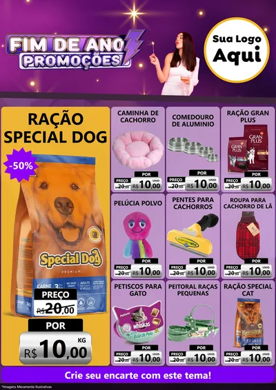 Modelo de Encarte para Encarte A4 Vertical com o tema Fim de Ano Promoções para Pet Shop