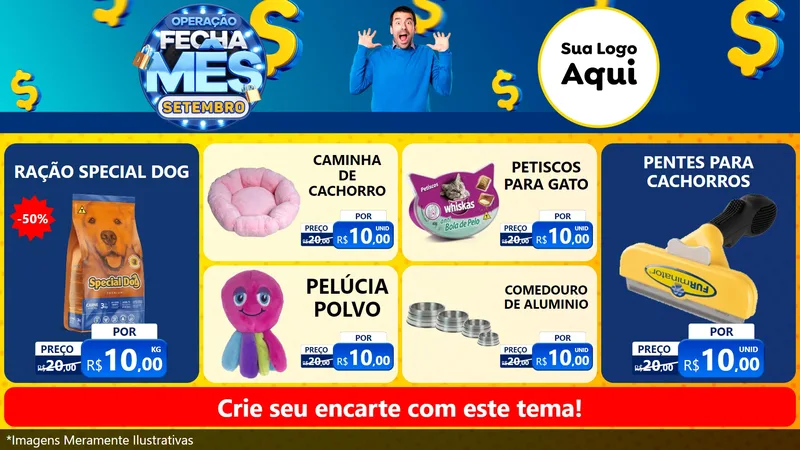 Modelo de TV para TV Horizontal com o tema Operação Fecha Mês Setembro para Pet Shop