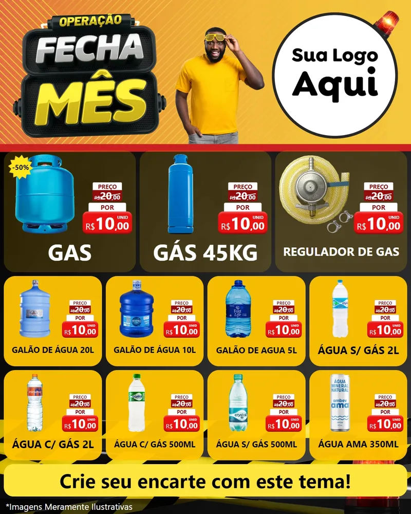 Modelo de Rede Social para Feed Instagram com o tema Operação Fecha Mês para Água e gás