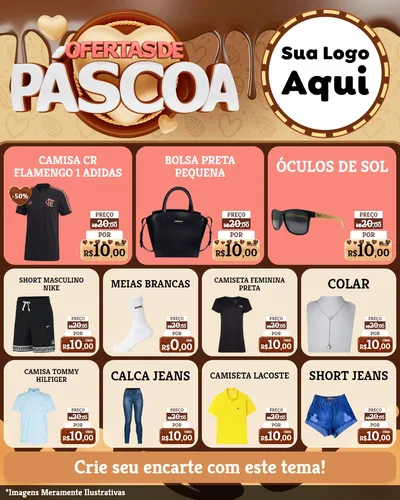 Modelo de Rede Social para Feed Instagram com o tema Ofertas de Páscoa para Roupas e acessórios