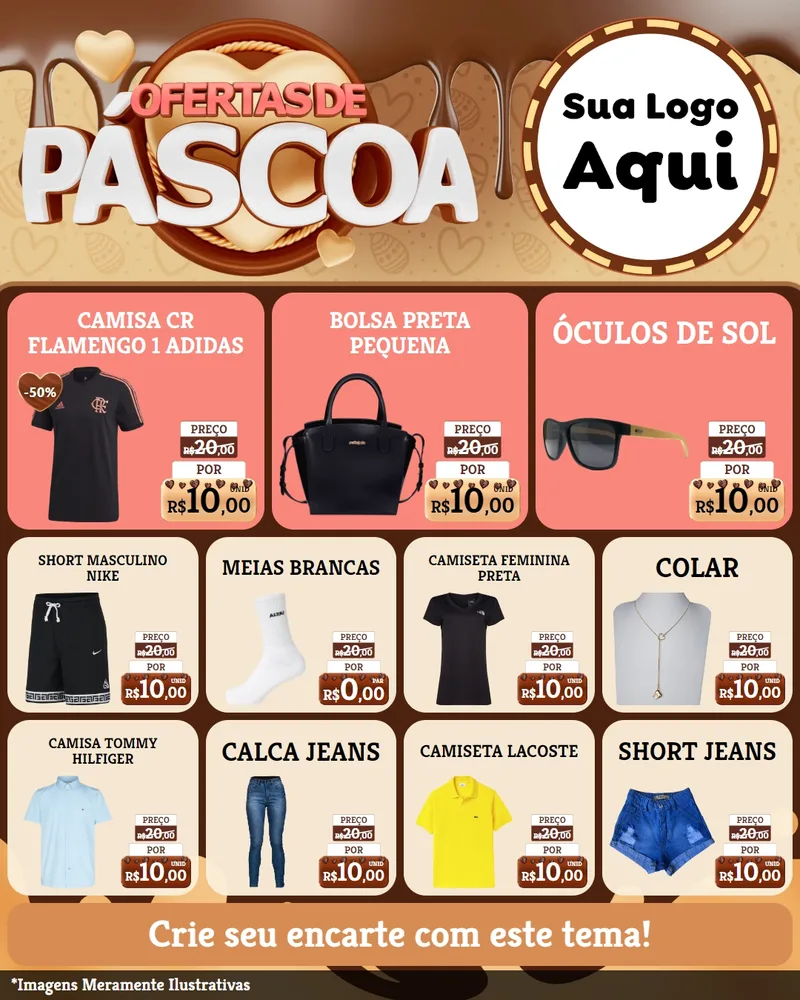 Modelo de Rede Social para Feed Instagram com o tema Ofertas de Páscoa para Roupas e acessórios