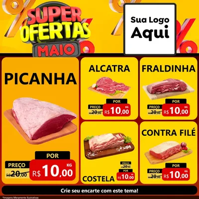 Modelo de Rede Social para Feed Facebook com o tema Super Ofertas Maio para Açougue