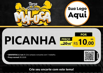 Modelo de Cartaz para Cartaz A4 Horizontal com o tema Terça e Quarta Maluca para Açougue