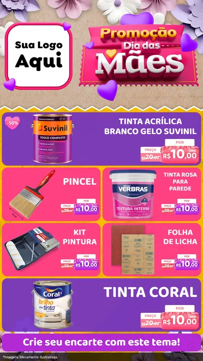 Modelo de TV para TV Vertical com o tema Promoção Dia das Mães para Tintas e Ferramentas