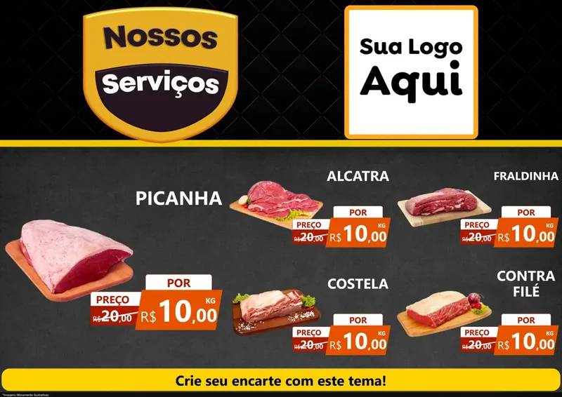 Modelo de Encarte para Encarte A4 Horizontal com o tema Nossos Serviços para Açougue
