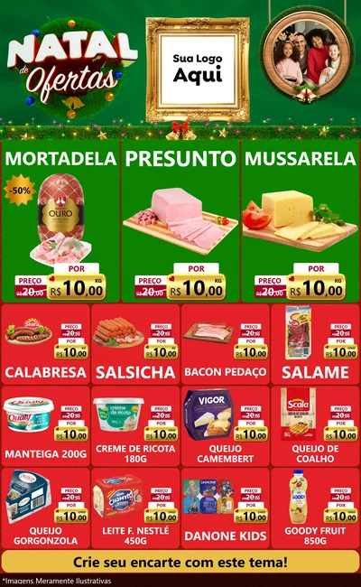 Modelo de Encarte para Encarte Grande com o tema Natal de Ofertas para Frios e Laticínios