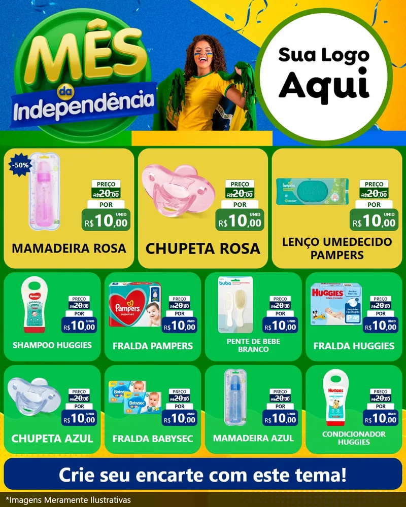 Modelo de Rede Social para Feed Instagram com o tema Mês da Independência para Bebês