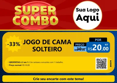 Modelo de Cartaz para Cartaz A4 Horizontal com o tema Super Combo para Cama, Mesa e Banho