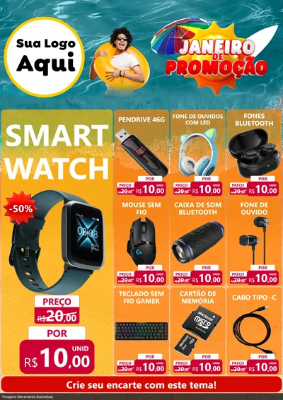 Modelo de Encarte para Encarte A4 Vertical com o tema Janeiro de Promoção para Informática