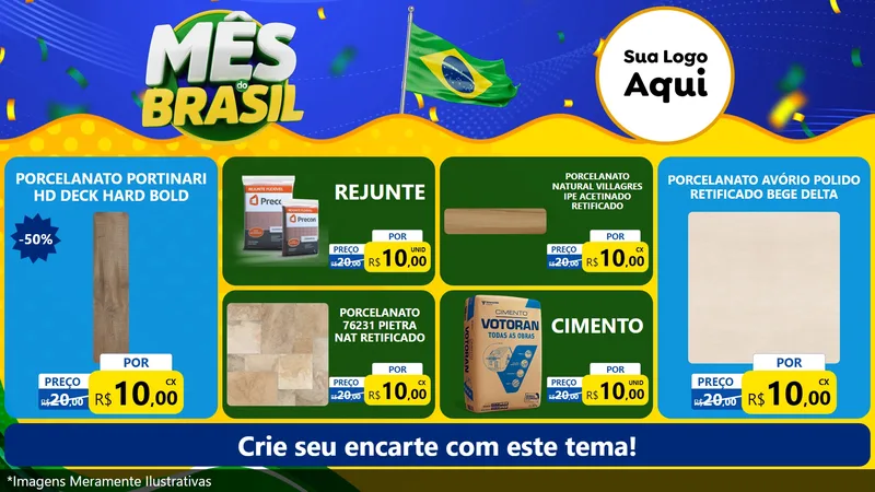 Modelo de TV para TV Horizontal com o tema Mês do Brasil para Pisos e revestimentos