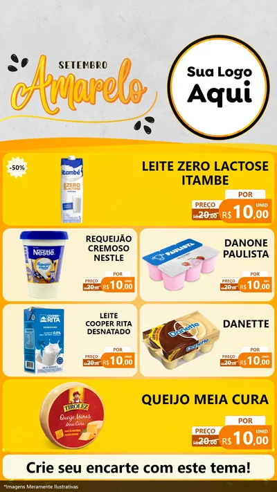 Modelo de TV para TV Vertical com o tema Setembro Amarelo para Frios e Laticínios
