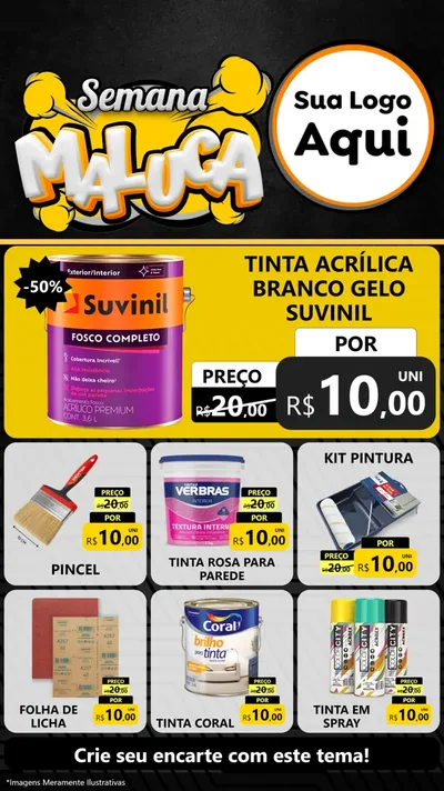 Modelo de Rede Social para Stories com o tema Semana Maluca para Tintas e Ferramentas