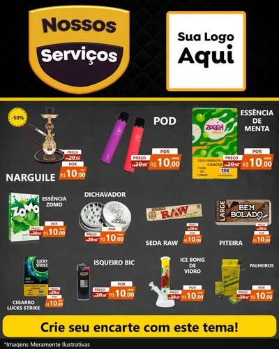 Modelo de Rede Social para Feed Instagram com o tema Nossos Serviços para Tabacaria