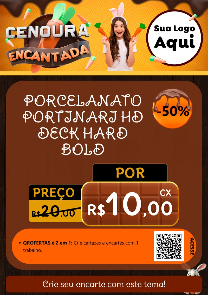 Modelo de Cartaz para Cartaz A4 Vertical com o tema Cenoura Encantada - Páscoa para Pisos e revestimentos