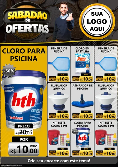 Modelo de Encarte para Encarte A4 Vertical com o tema Sabadão de Ofertas para Produtos para Piscina
