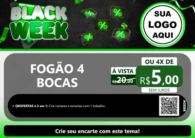 Modelo de Cartaz para Cartaz A4 Horizontal com o tema Black Week para Móveis e Eletro
