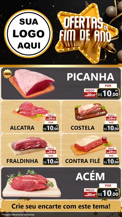 Modelo de TV para TV Vertical com o tema Ofertas de Fim de Ano para Açougue