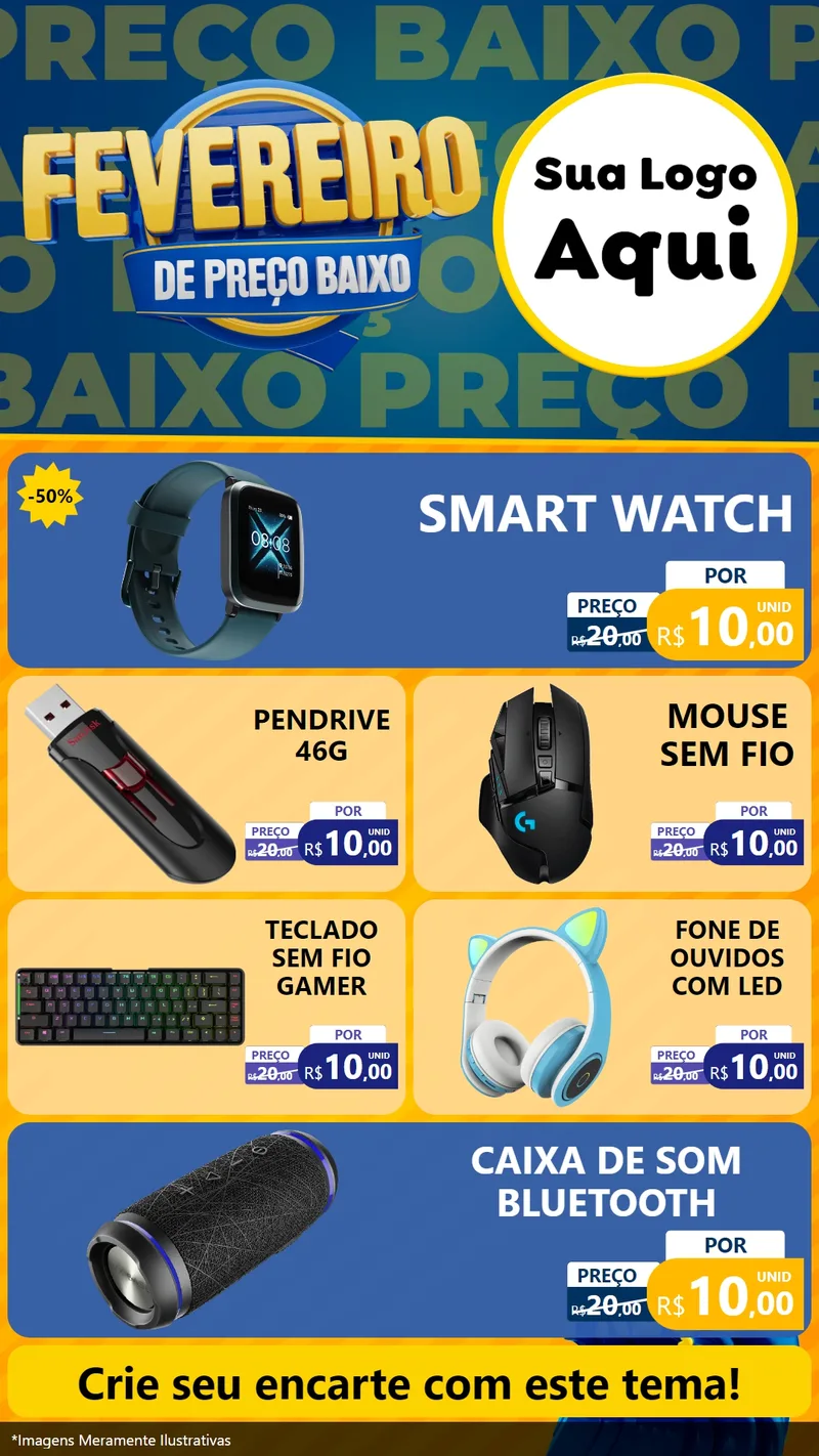 Modelo de TV para TV Vertical com o tema Fevereiro de Preço Baixo para Informática