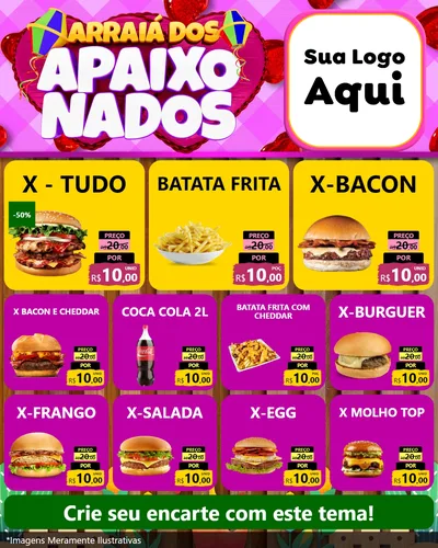 Modelo de Rede Social para Feed Instagram com o tema Arraiá dos Apaixonados para Hamburgueria