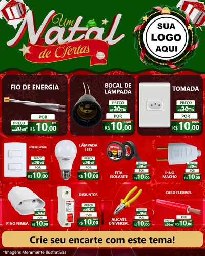 Modelo de Rede Social para Feed Instagram com o tema Um Natal de Ofertas para Materiais Elétricos
