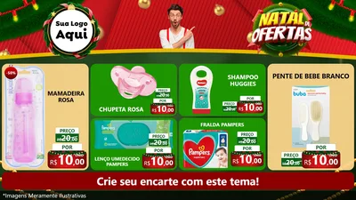 Modelo de TV para TV Horizontal com o tema Natal de Ofertas para Bebês