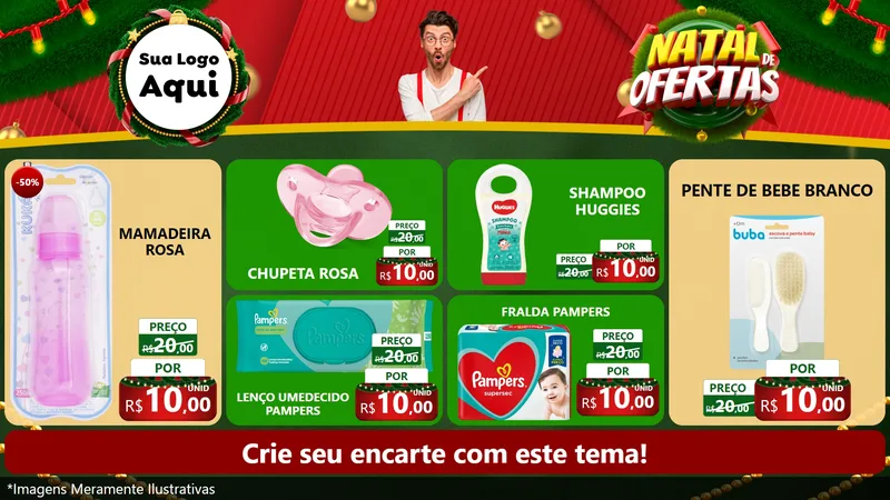 Modelo de TV para TV Horizontal com o tema Natal de Ofertas para Bebês