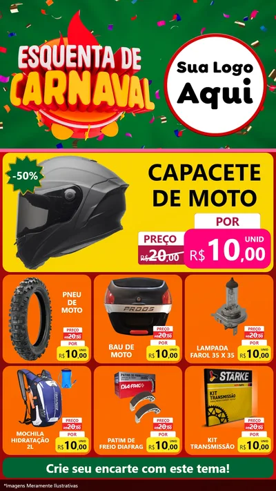 Modelo de Rede Social para Stories com o tema Esquenta de Carnaval para Moto peças
