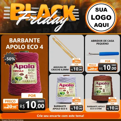 Modelo de Rede Social para Feed Facebook com o tema Black Friday para Armarinho e Aviamentos