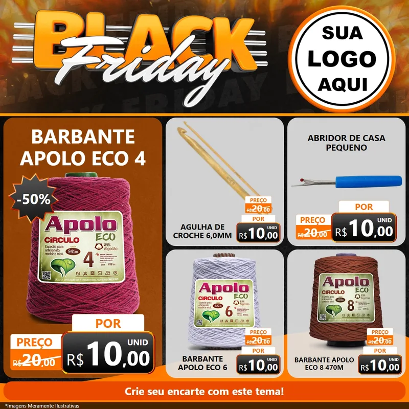 Modelo de Rede Social para Feed Facebook com o tema Black Friday para Armarinho e Aviamentos