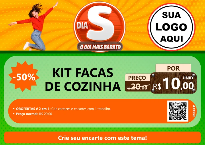 Modelo de Cartaz para Cartaz A4 Horizontal com o tema Dia S - O Dia Mais Barato para Utilidades Domésticas
