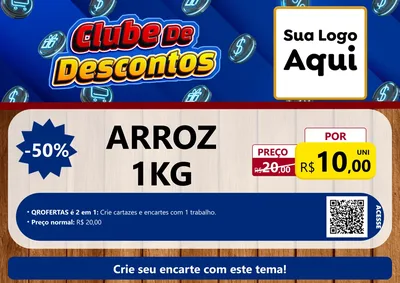Modelo de Cartaz para Cartaz A4 Horizontal com o tema Clube de Descontos para Supermercado