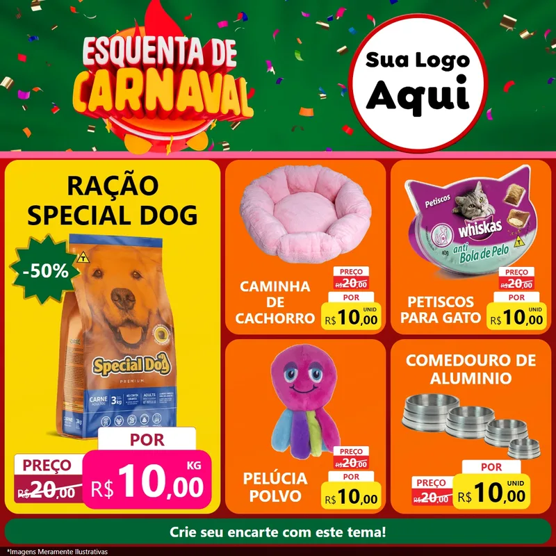 Modelo de Rede Social para Feed Facebook com o tema Esquenta de Carnaval para Pet Shop