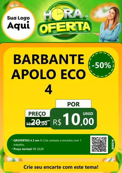 Modelo de Cartaz para Cartaz A4 Vertical com o tema Hora da Oferta para Armarinho e Aviamentos