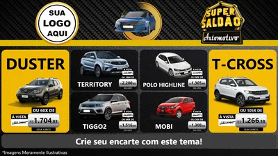 Modelo de TV para TV Horizontal com o tema Super Saldão Automotivo para Concessionaria de Carros