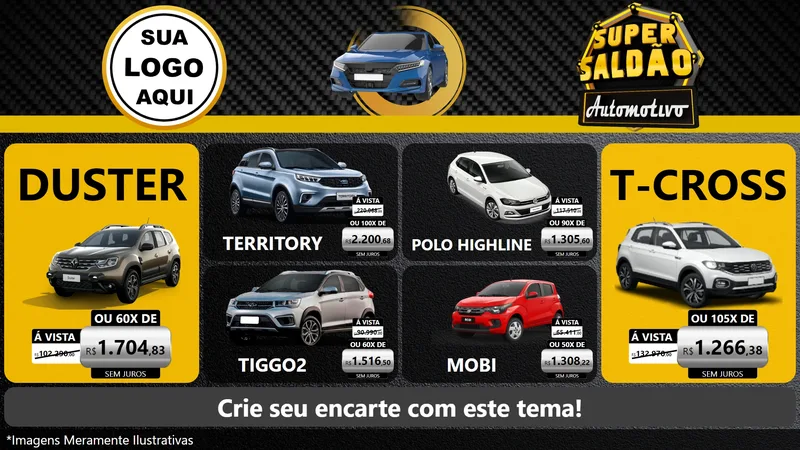 Modelo de TV para TV Horizontal com o tema Super Saldão Automotivo para Concessionaria de Carros