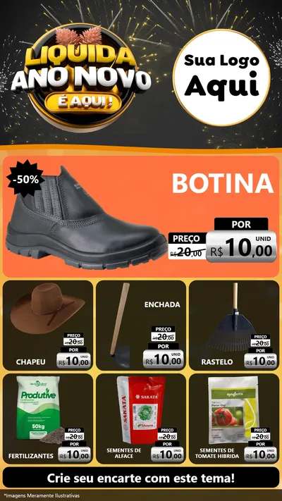 Modelo de Rede Social para Stories com o tema Liquida Ano Novo É Aqui! para Agropecuária