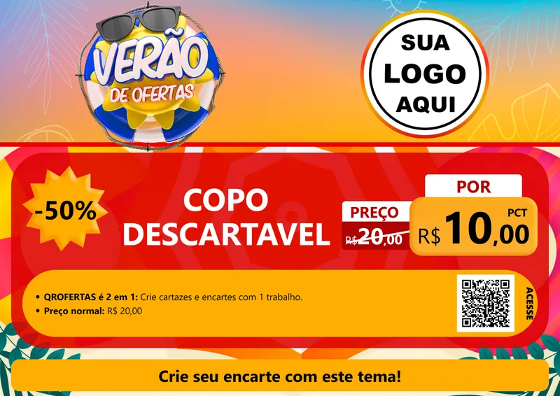 Modelo de Cartaz para Cartaz A4 Horizontal com o tema Verão de Ofertas para Embalagens
