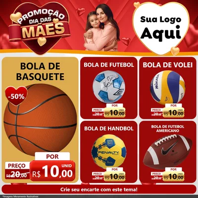 Modelo de Rede Social para Feed Facebook com o tema Promoção Dia das Mães para Artigos Esportivos