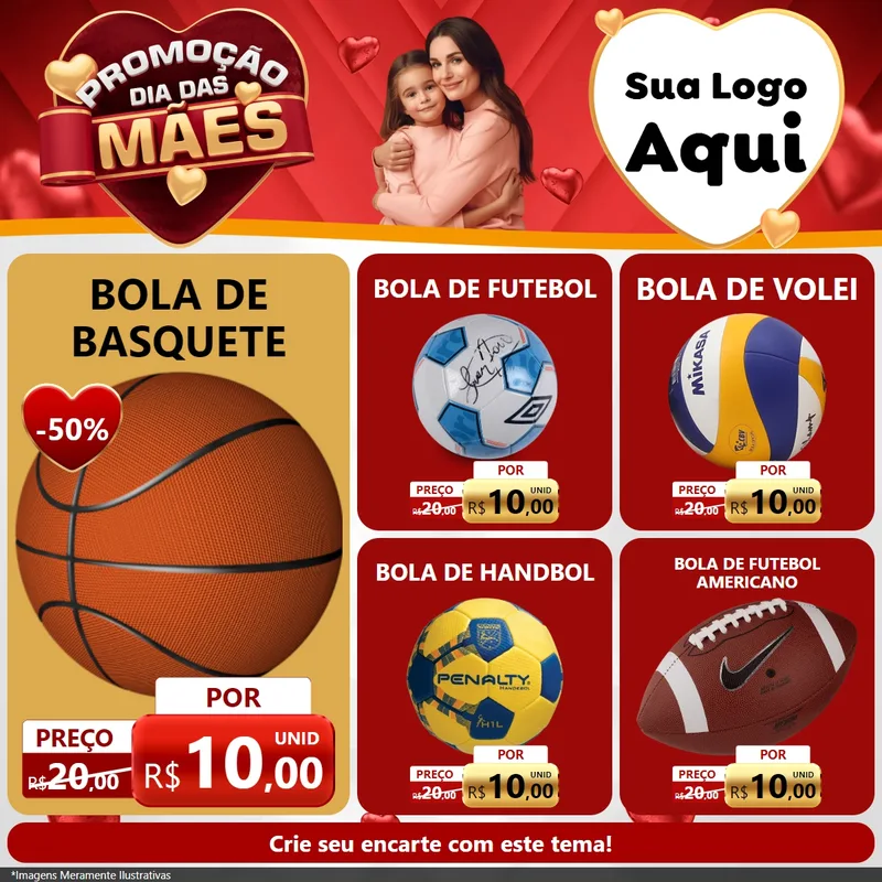 Modelo de Rede Social para Feed Facebook com o tema Promoção Dia das Mães para Artigos Esportivos