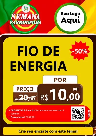 Modelo de Cartaz para Cartaz A4 Vertical com o tema Semana Farroupilha para Materiais Elétricos