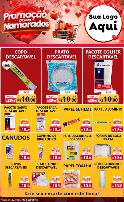 Modelo de Encarte para Encarte Grande com o tema Promoção Dia dos Namorados para Embalagens