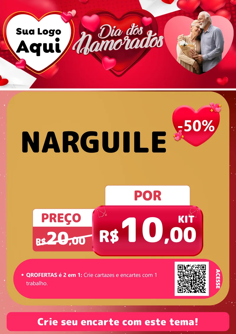 Modelo de Cartaz para Cartaz A4 Vertical com o tema Dia Dos Namorados para Tabacaria