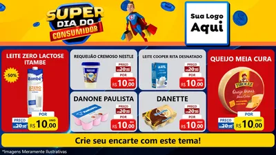 Modelo de TV para TV Horizontal com o tema Super Dia do Consumidor para Frios e Laticínios