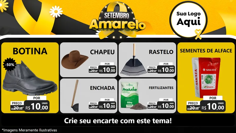 Modelo de TV para TV Horizontal com o tema Setembro Amarelo para Agropecuária
