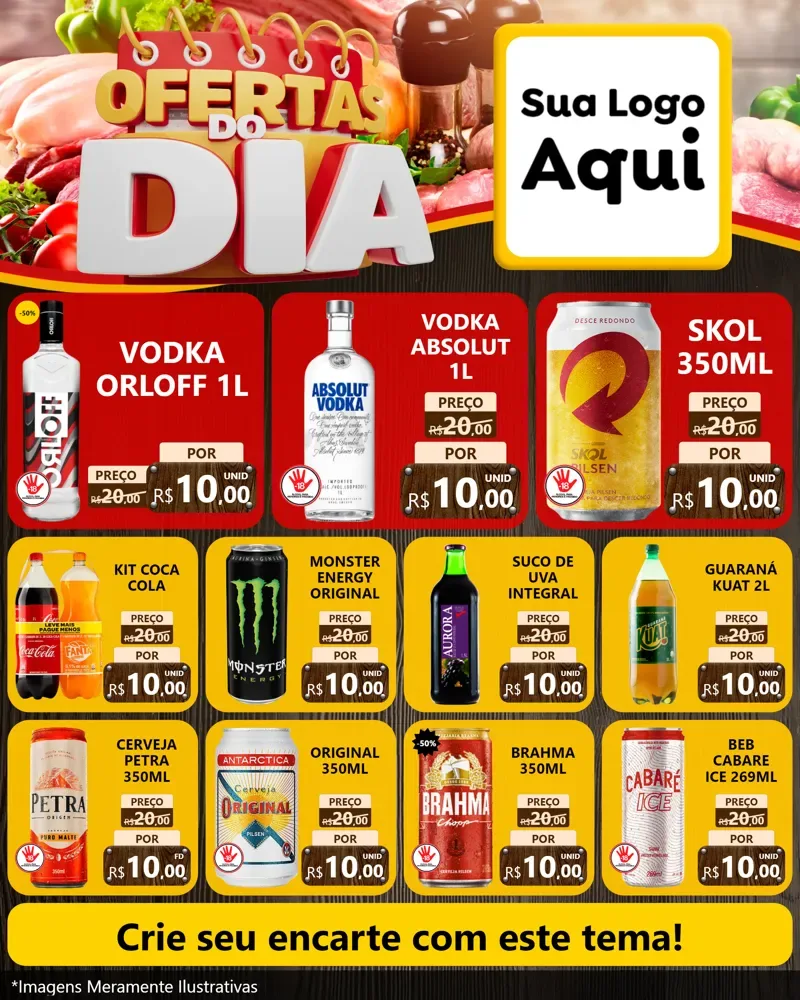 Modelo de Rede Social para Feed Instagram com o tema Ofertas do Dia para Distribuidora de bebidas