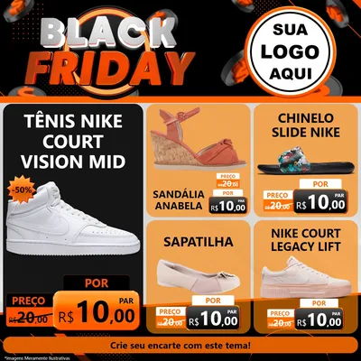 Modelo de Rede Social para Feed Facebook com o tema Black Friday para Calçados