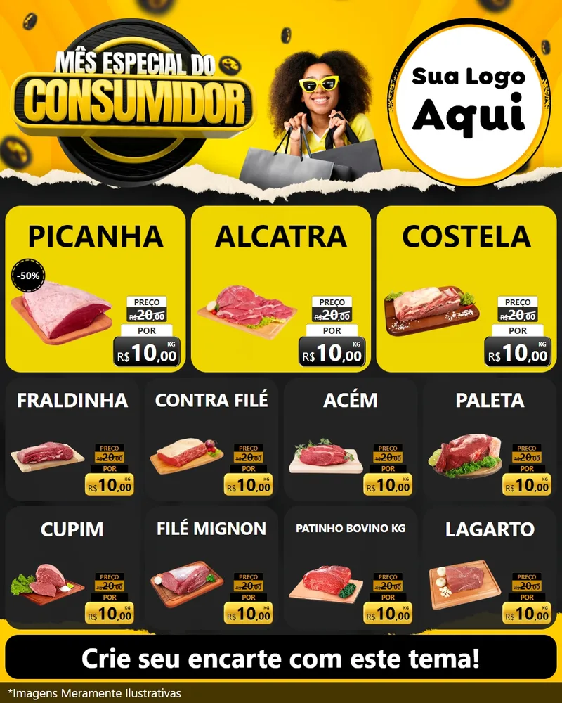 Modelo de Rede Social para Feed Instagram com o tema Mês Especial do Consumidor para Açougue