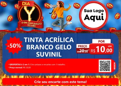 Modelo de Cartaz para Cartaz A4 Horizontal com o tema Dia Y - O Dia Mais Barato Do Mês para Tintas e Ferramentas