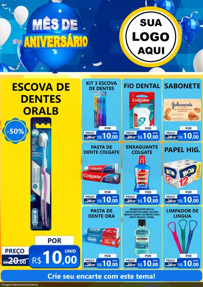 Modelo de Encarte para Encarte A4 Vertical com o tema Mês de Aniversário para Higiene Pessoal