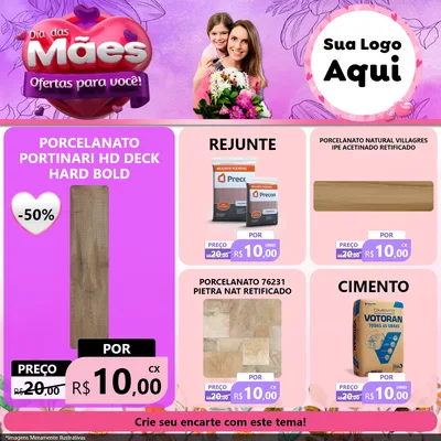 Modelo de Rede Social para Feed Facebook com o tema Dia das Mães Ofertas para Você! para Pisos e revestimentos